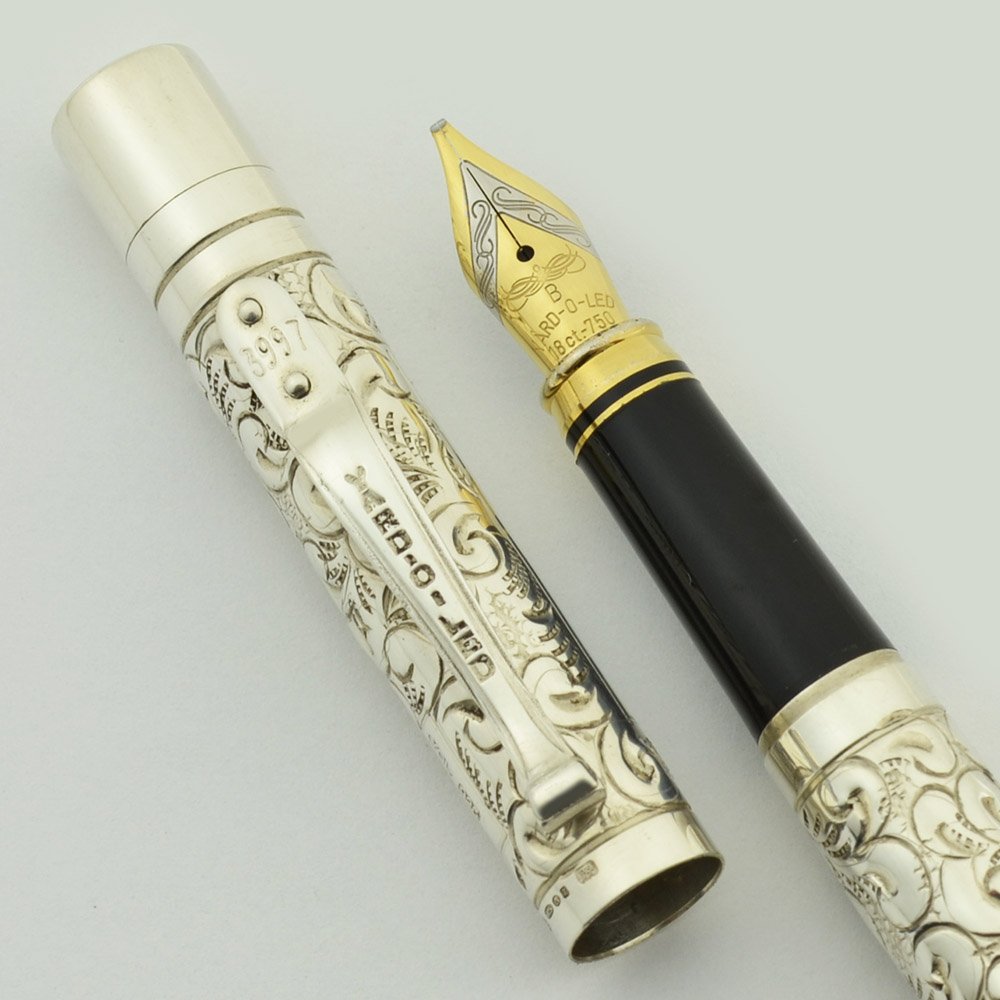 Yard-O-Led Viceroy Standard Fountain Pen - Victorian, Sterling, 18k Broad  Stub (Superior in Box, Works Well)